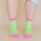 Nettle Studios - Women’s Cotton Ankle Socks - Neon Yellow Polka Dot