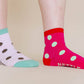 Nettle Studios - Women’s Cotton Ankle Socks - Hot Pink Red Polka Dot