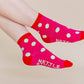 Nettle Studios - Women’s Cotton Ankle Socks - Hot Pink Red Polka Dot