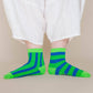 Nettle Studios - Women’s Cotton Ankle Socks - Green Blue Stripes