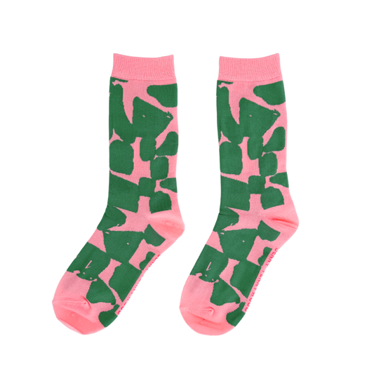 Jenny Pennywood - Crew Socks - Checks in Watermelon