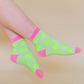 Nettle Studios - Women’s Cotton Ankle Socks - Neon Yellow Polka Dot