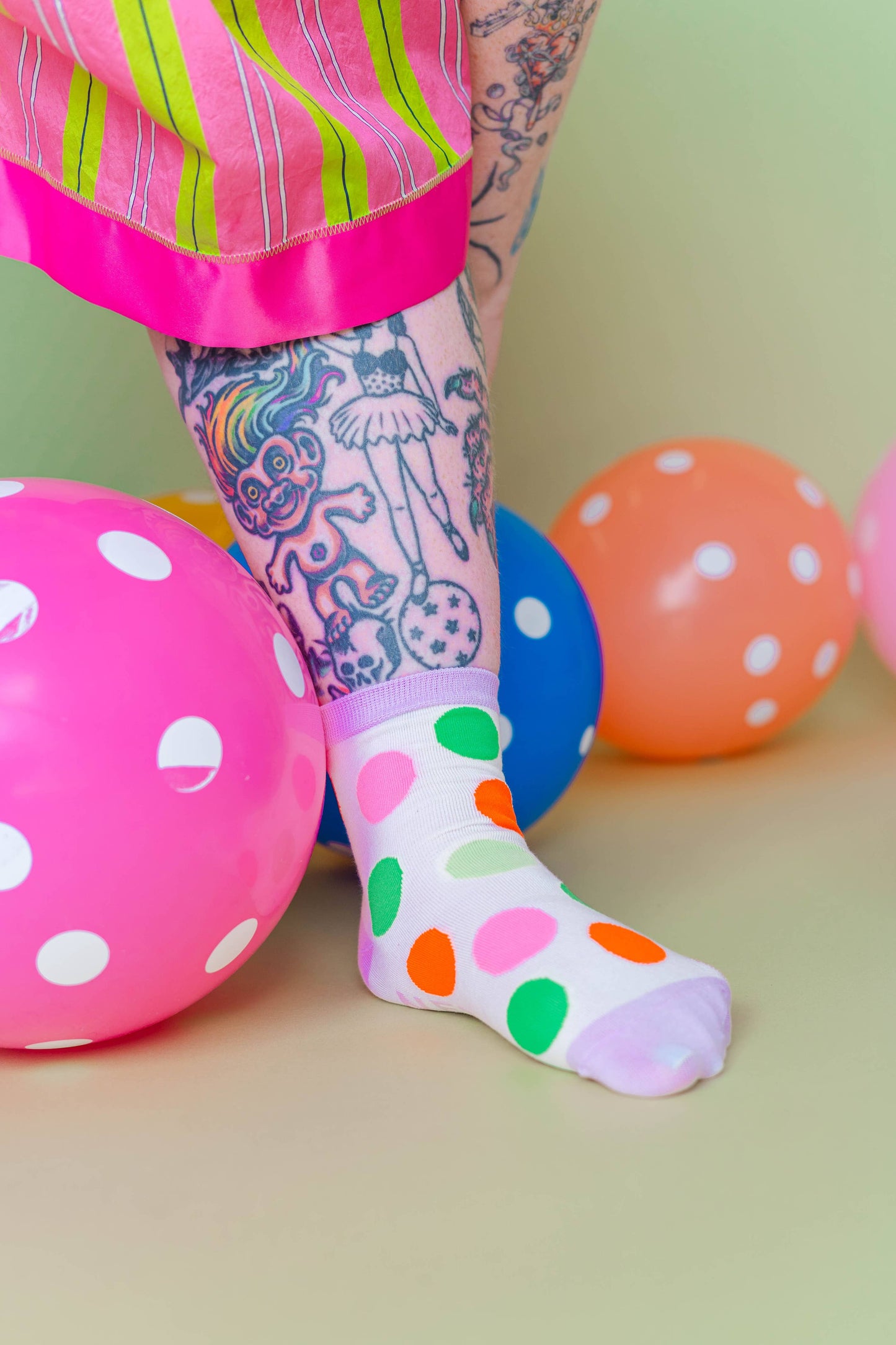 Nettle Studios - Women’s Cotton Ankle Socks - Gumdrop Polka Dots