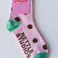 Nettle Studios - Women’s Cotton Ankle Socks - Purple Brown Polka Dot