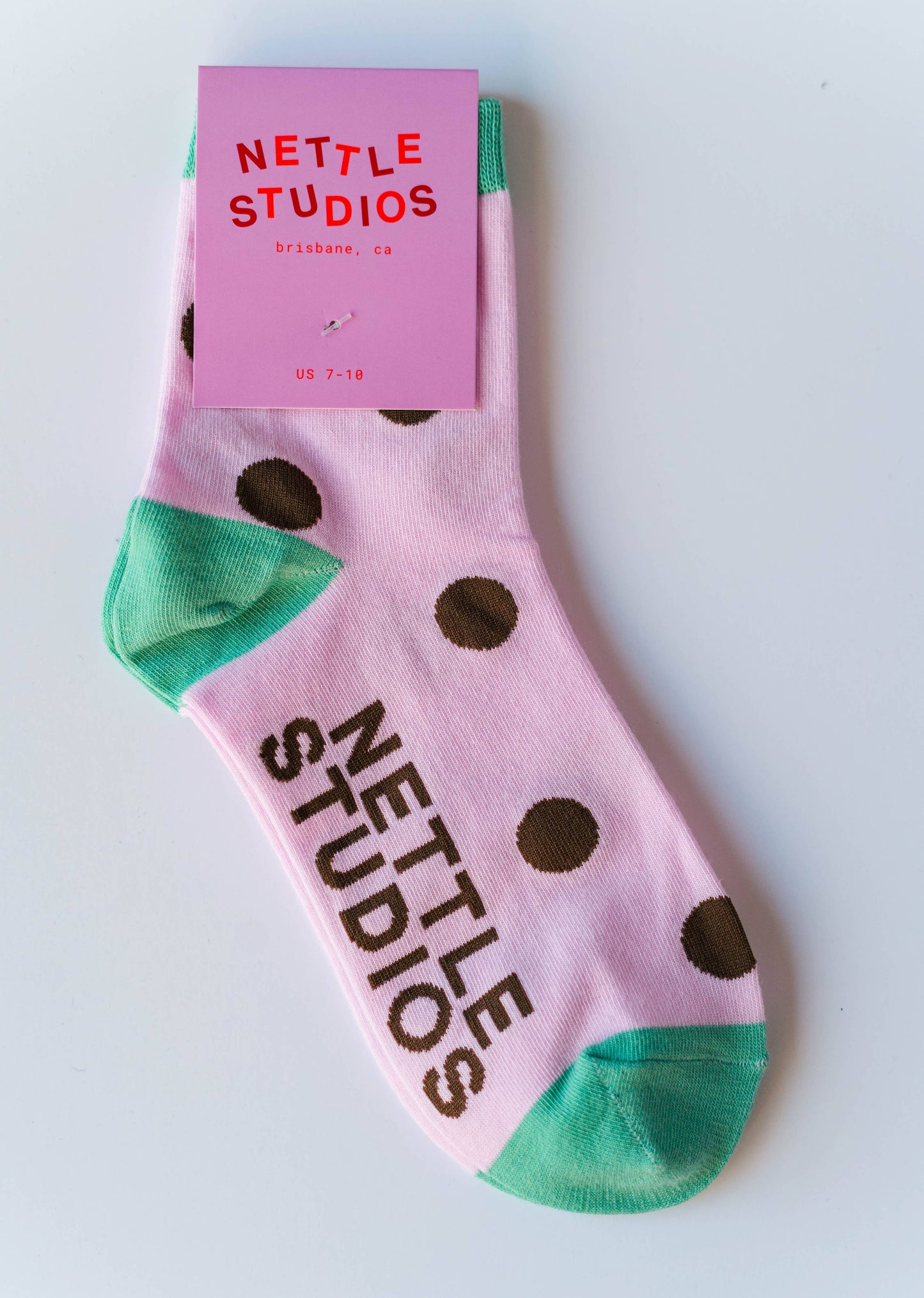 Nettle Studios - Women’s Cotton Ankle Socks - Purple Brown Polka Dot