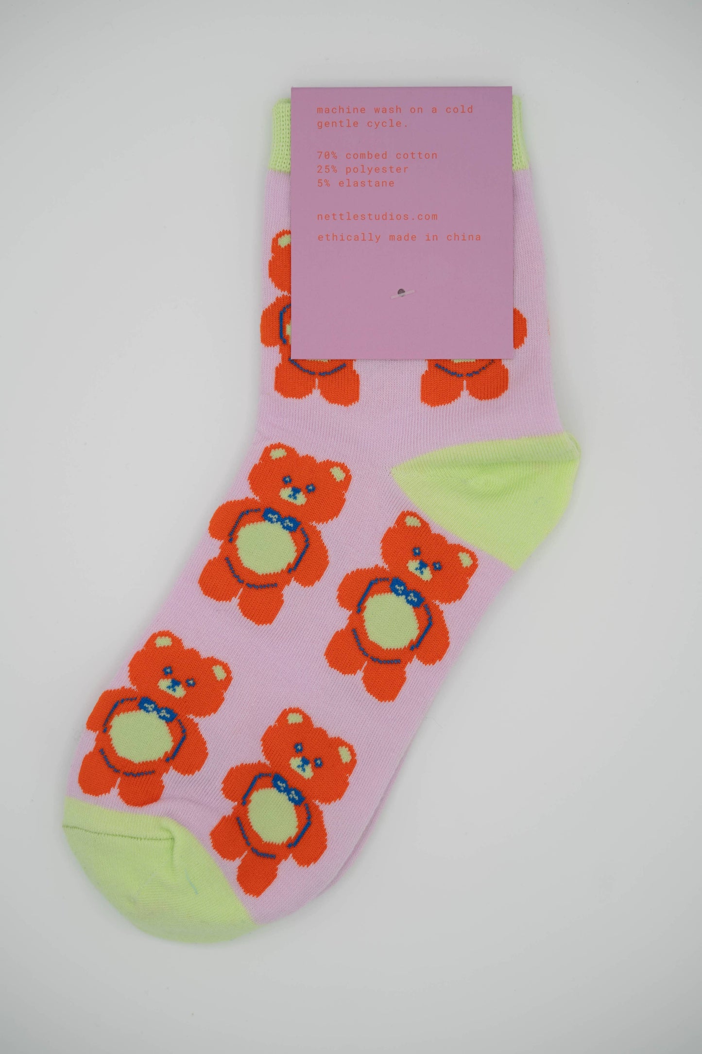 Nettle Studios - Women’s Cotton Ankle Socks - Cinnamon Bears