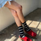 Le Bon Shoppe - Striped Boyfriend Socks: Pink White Stripe