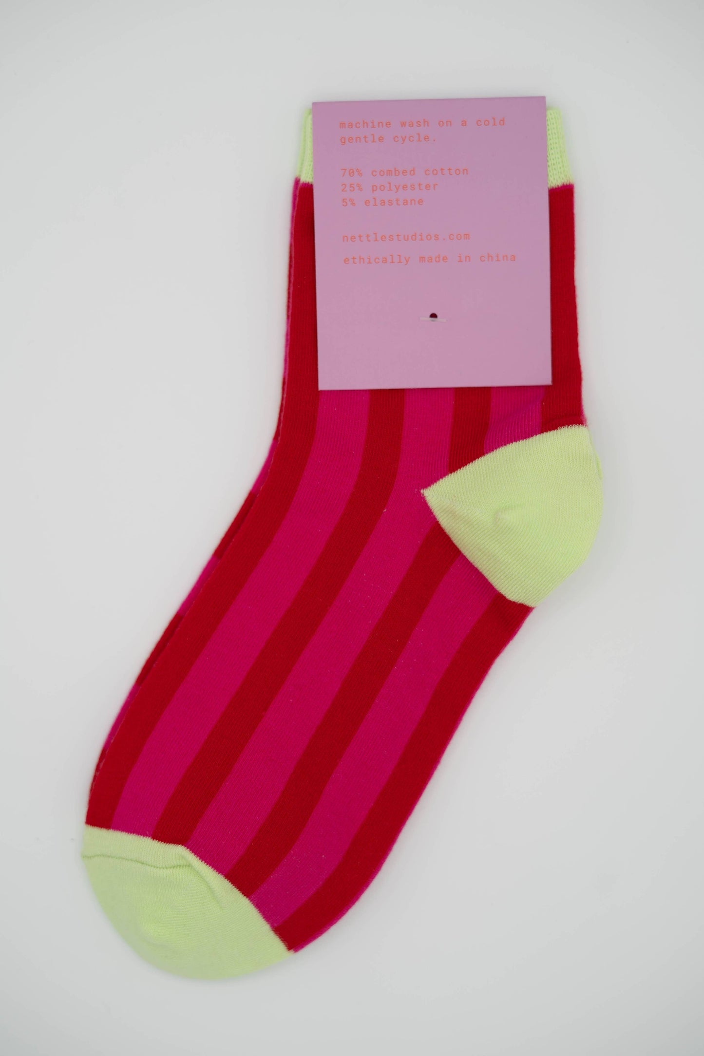 Nettle Studios - Women’s Cotton Ankle Socks - Sweetheart Stripes