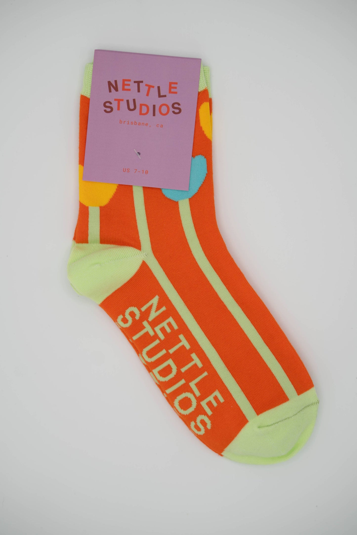 Nettle Studios - Women’s Cotton Ankle Socks - Orange Tulips