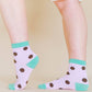 Nettle Studios - Women’s Cotton Ankle Socks - Purple Brown Polka Dot