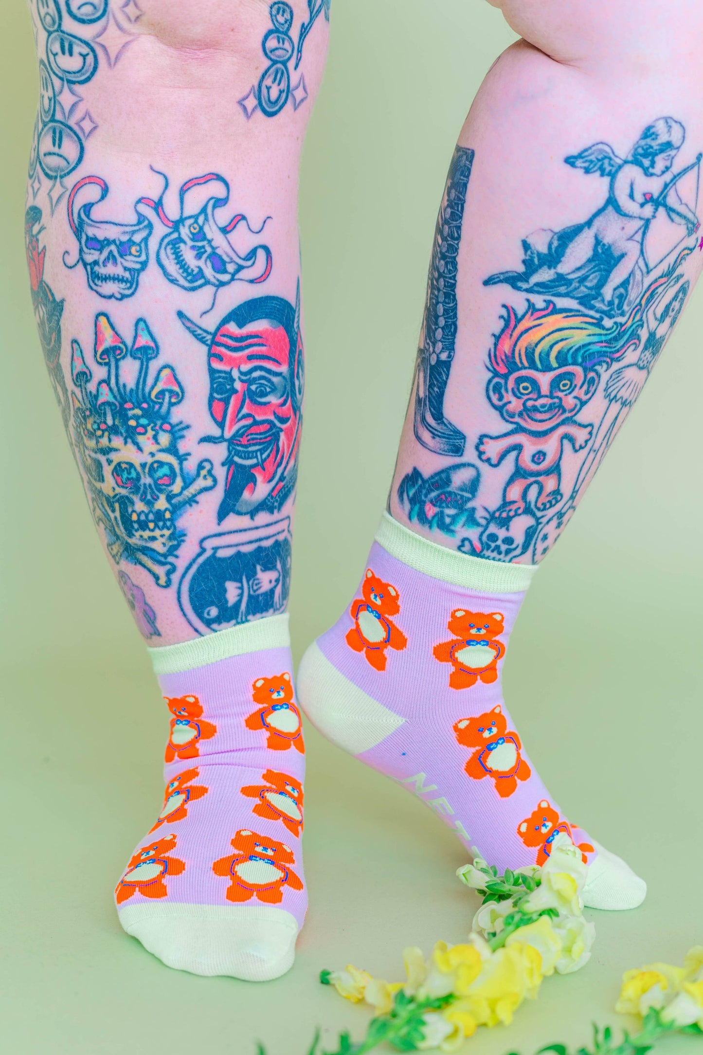 Nettle Studios - Women’s Cotton Ankle Socks - Cinnamon Bears
