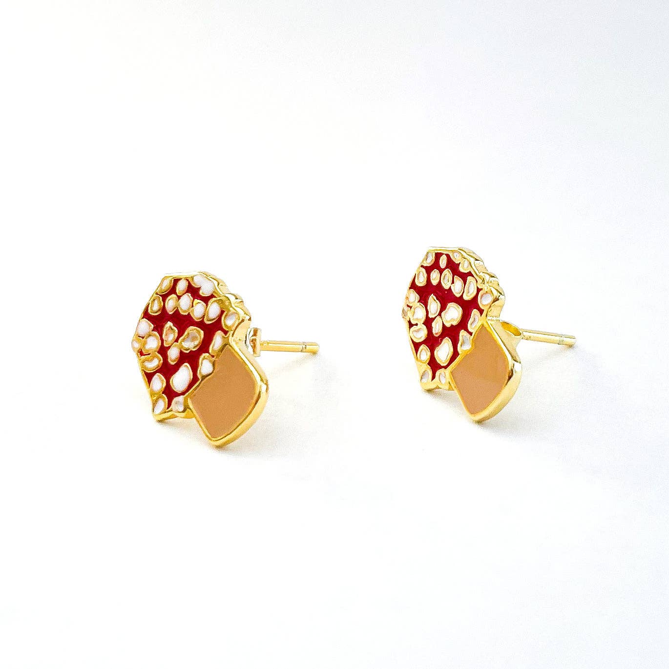 Jenny Lemons - 22k Gold Mushroom Enamel Earrings