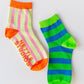 Nettle Studios - Women’s Cotton Ankle Socks - Green Blue Stripes