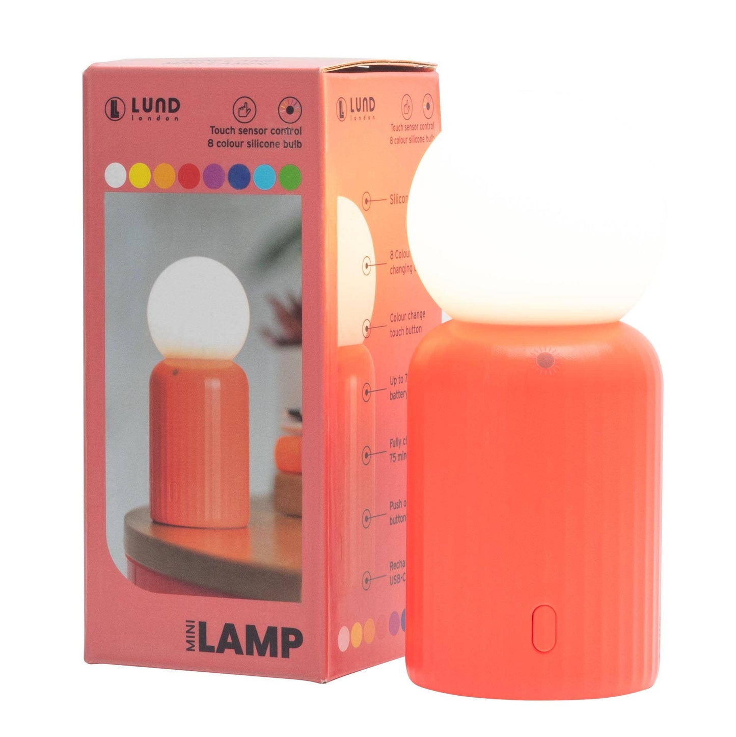 Lund Design House - Mini Wireless 8 Colour Changing Lamp: Pink
