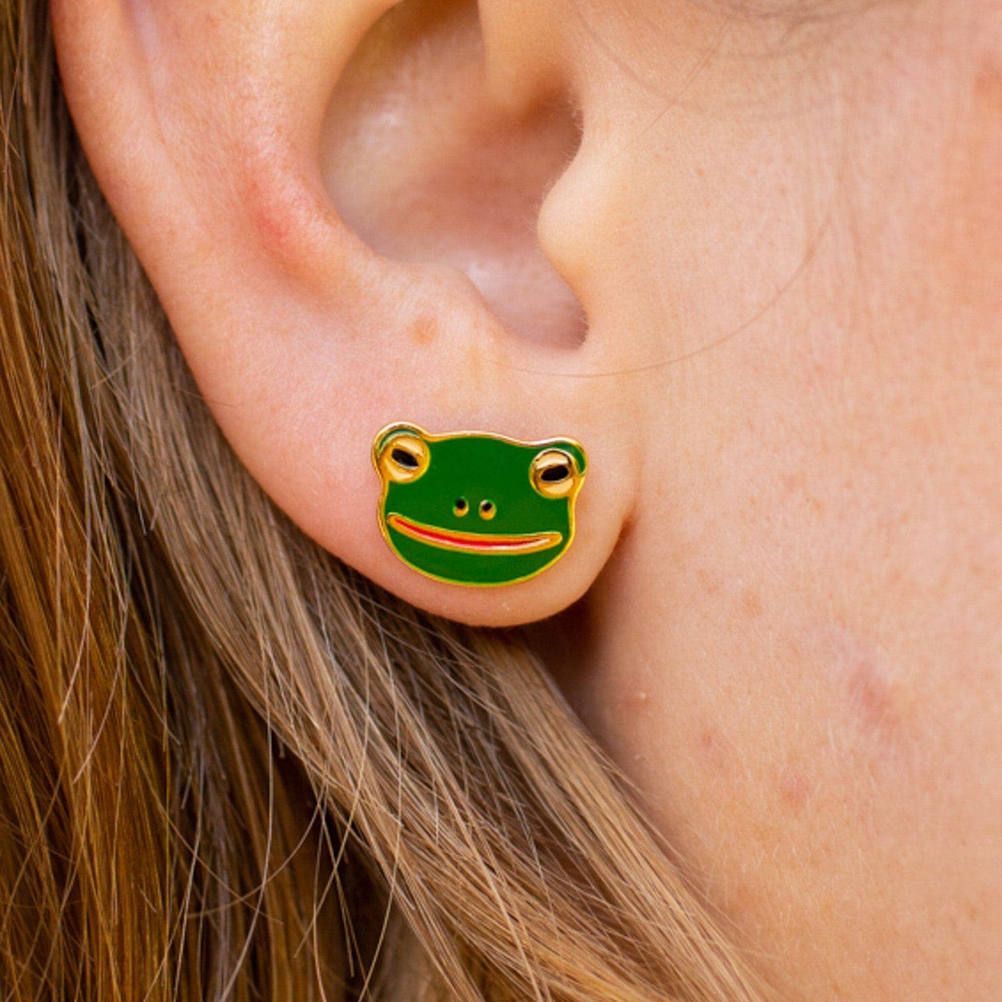 Jenny Lemons - 22k Gold Frog Enamel Earrings