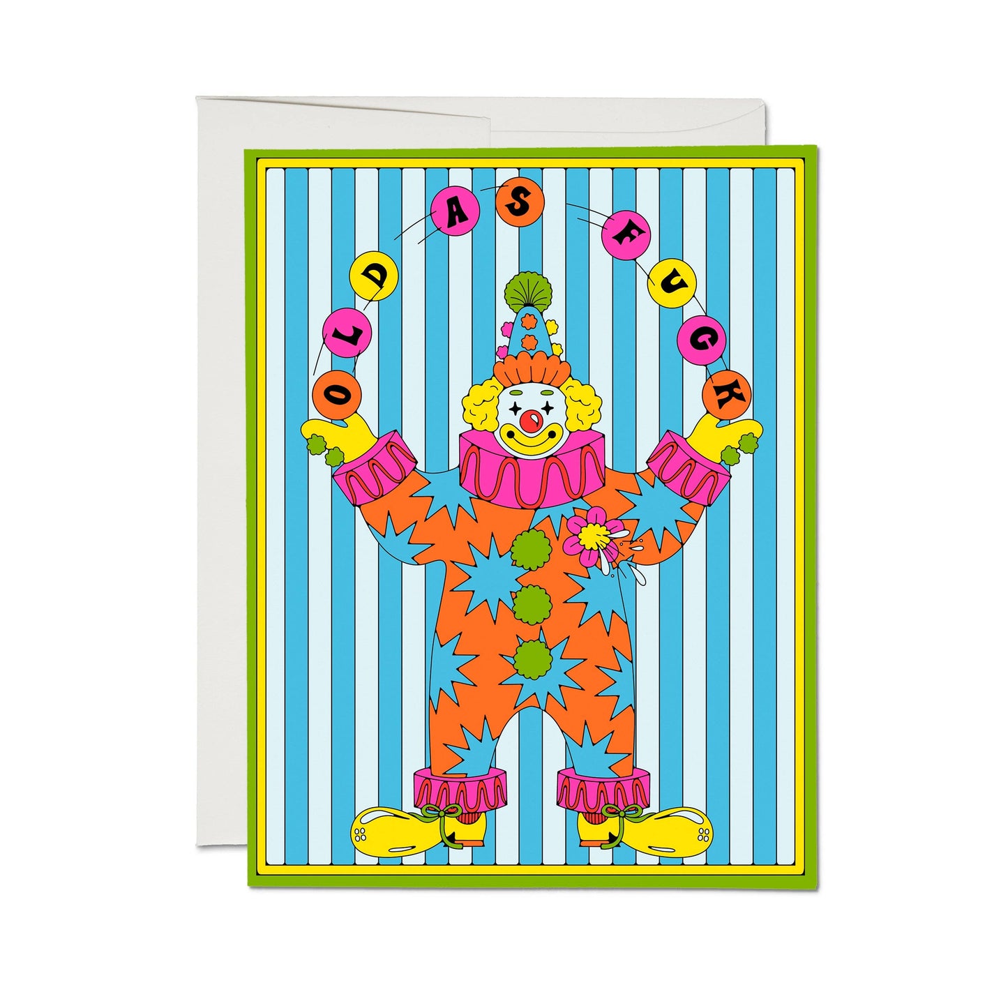Red Cap Cards - Old Clown greeting card: Single
