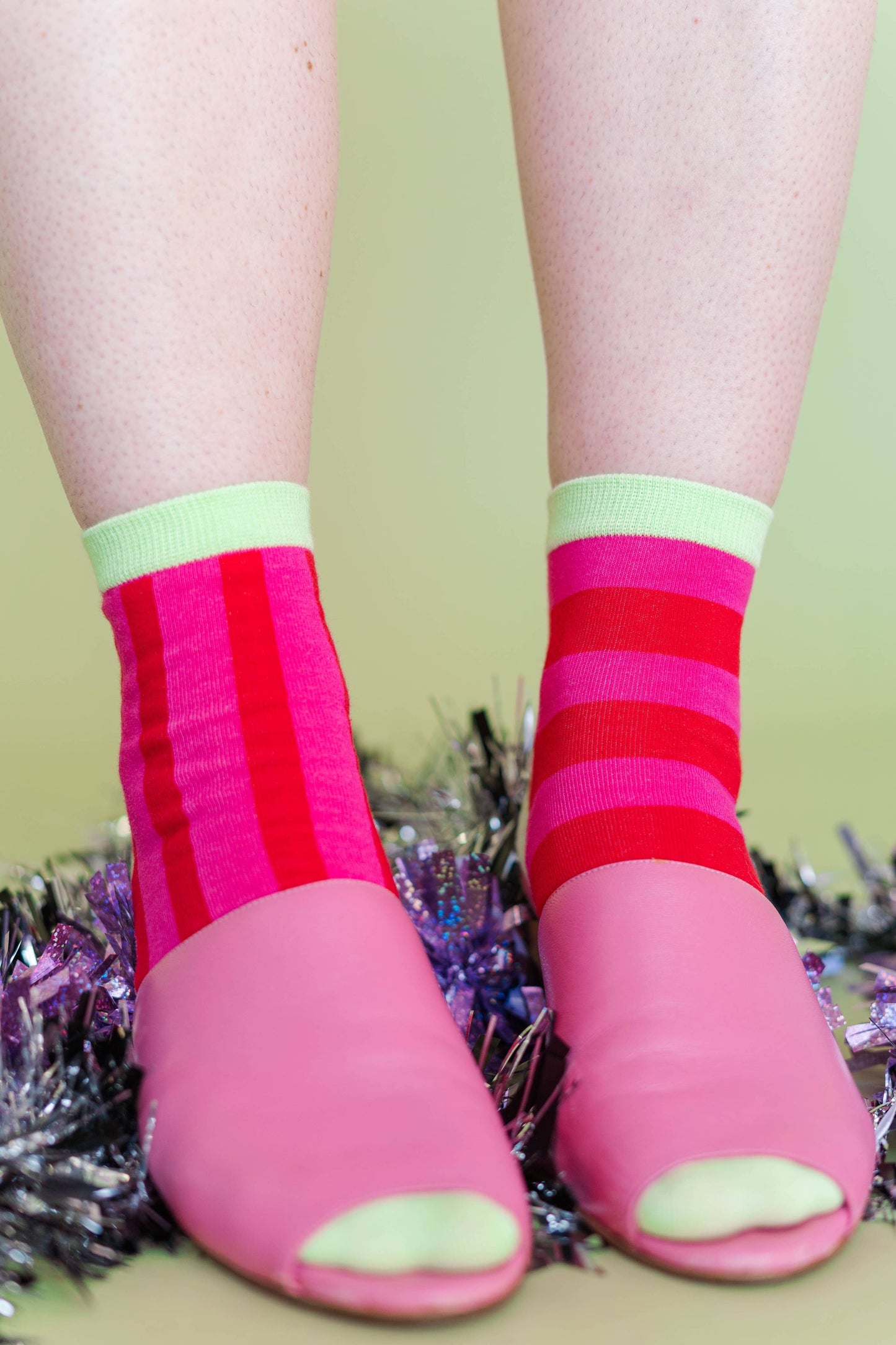 Nettle Studios - Women’s Cotton Ankle Socks - Sweetheart Stripes