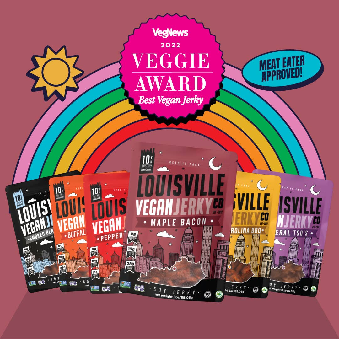 Louisville Vegan Jerky Co. - Vegan & Plant Based Maple Bacon Jerky 3 oz: Single Bag