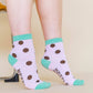 Nettle Studios - Women’s Cotton Ankle Socks - Purple Brown Polka Dot