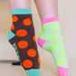 Nettle Studios - Women’s Cotton Ankle Socks - Neon Yellow Polka Dot