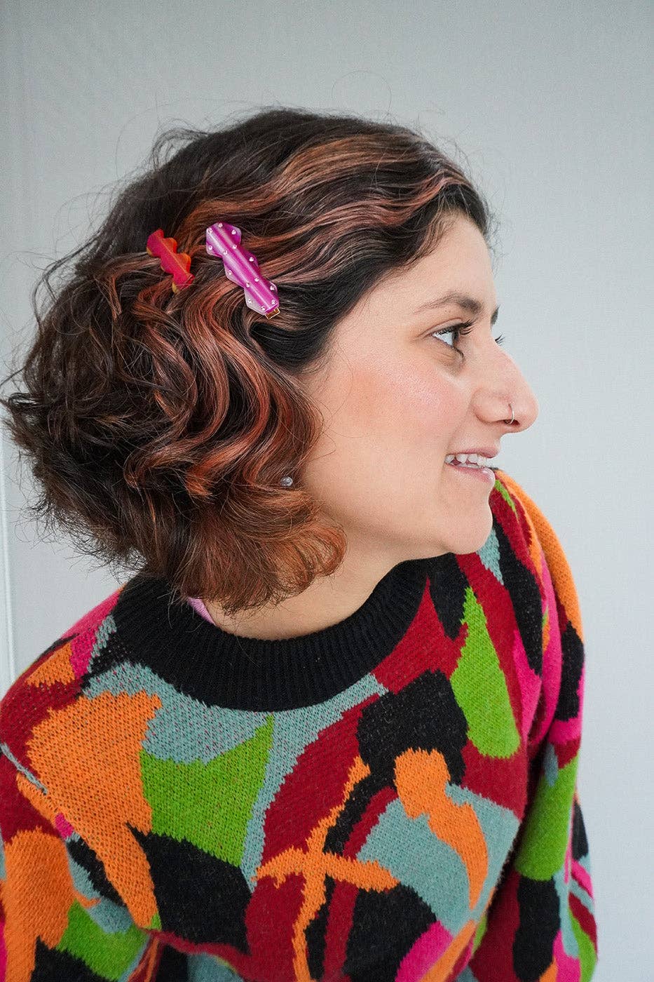 Paulina Otero - Vase Clips in Berry Stripes