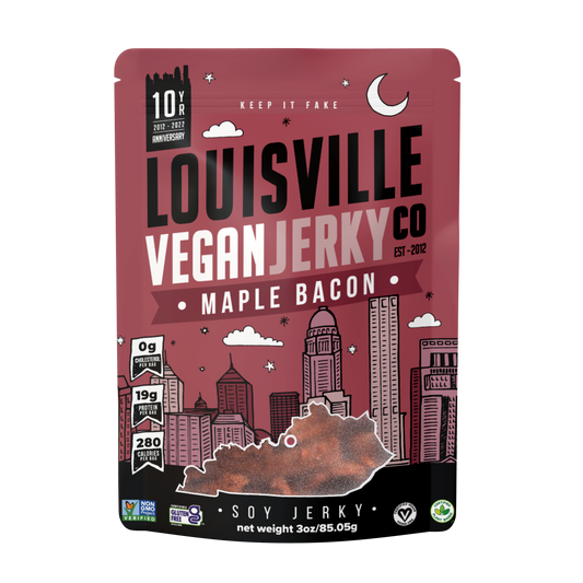 Louisville Vegan Jerky Co. - Vegan & Plant Based Maple Bacon Jerky 3 oz: Single Bag