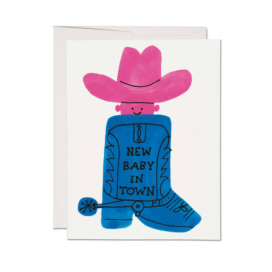 Red Cap Cards - Boot Baby greeting card: Single