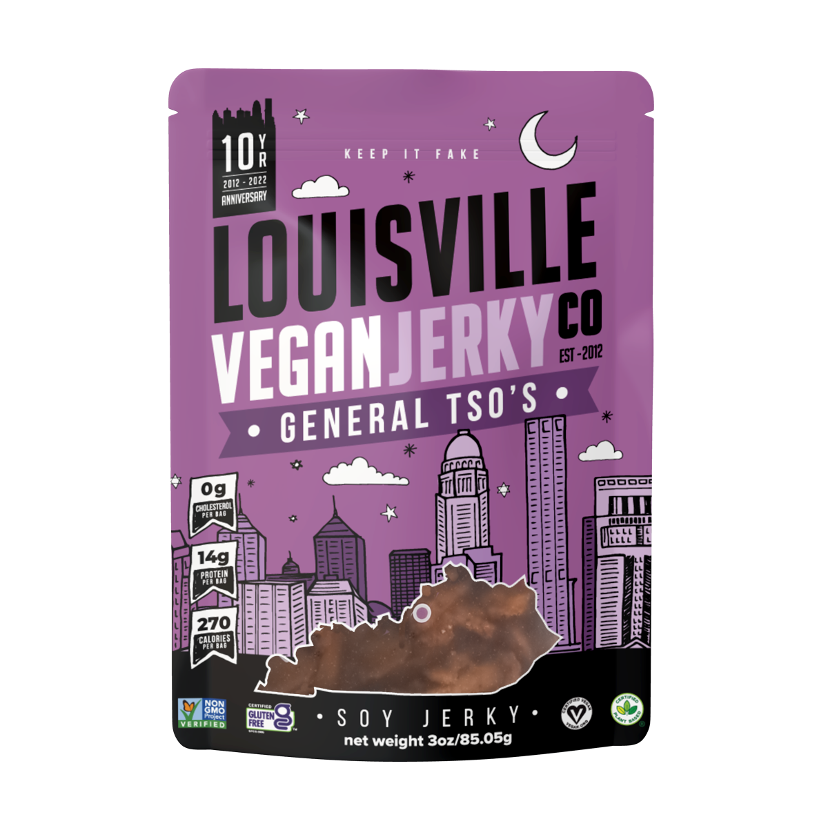 Louisville Vegan Jerky Co. - Vegan & Plant Based General Tso's Jerky 3 oz