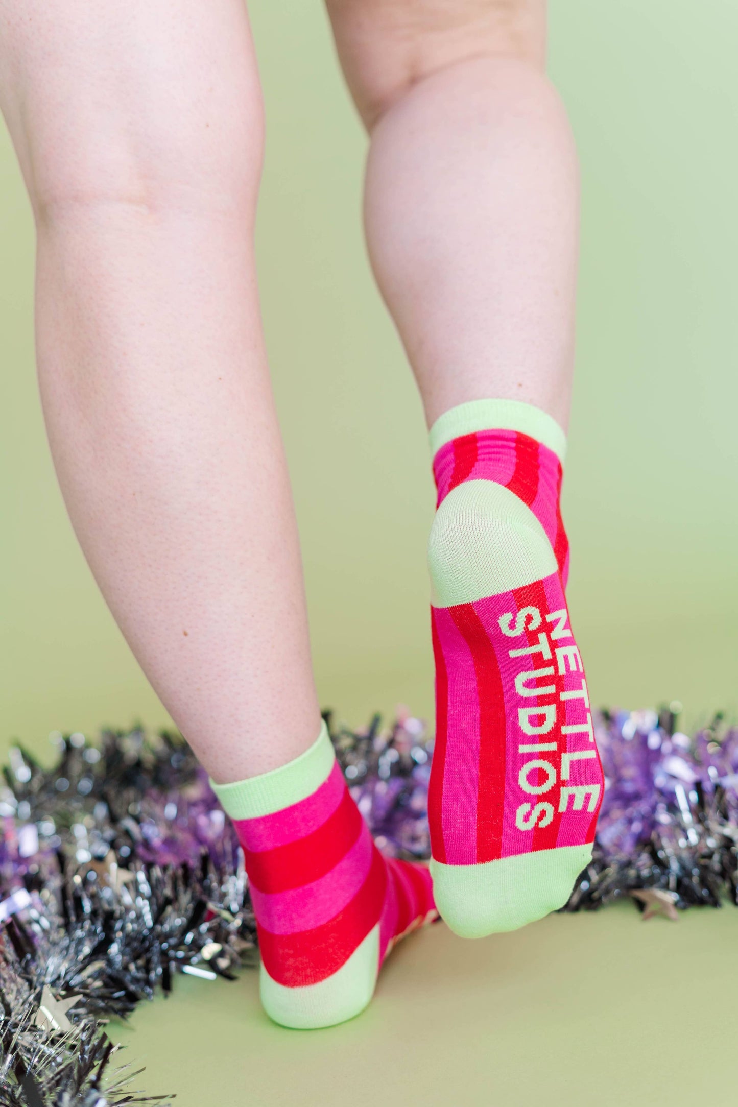 Nettle Studios - Women’s Cotton Ankle Socks - Sweetheart Stripes