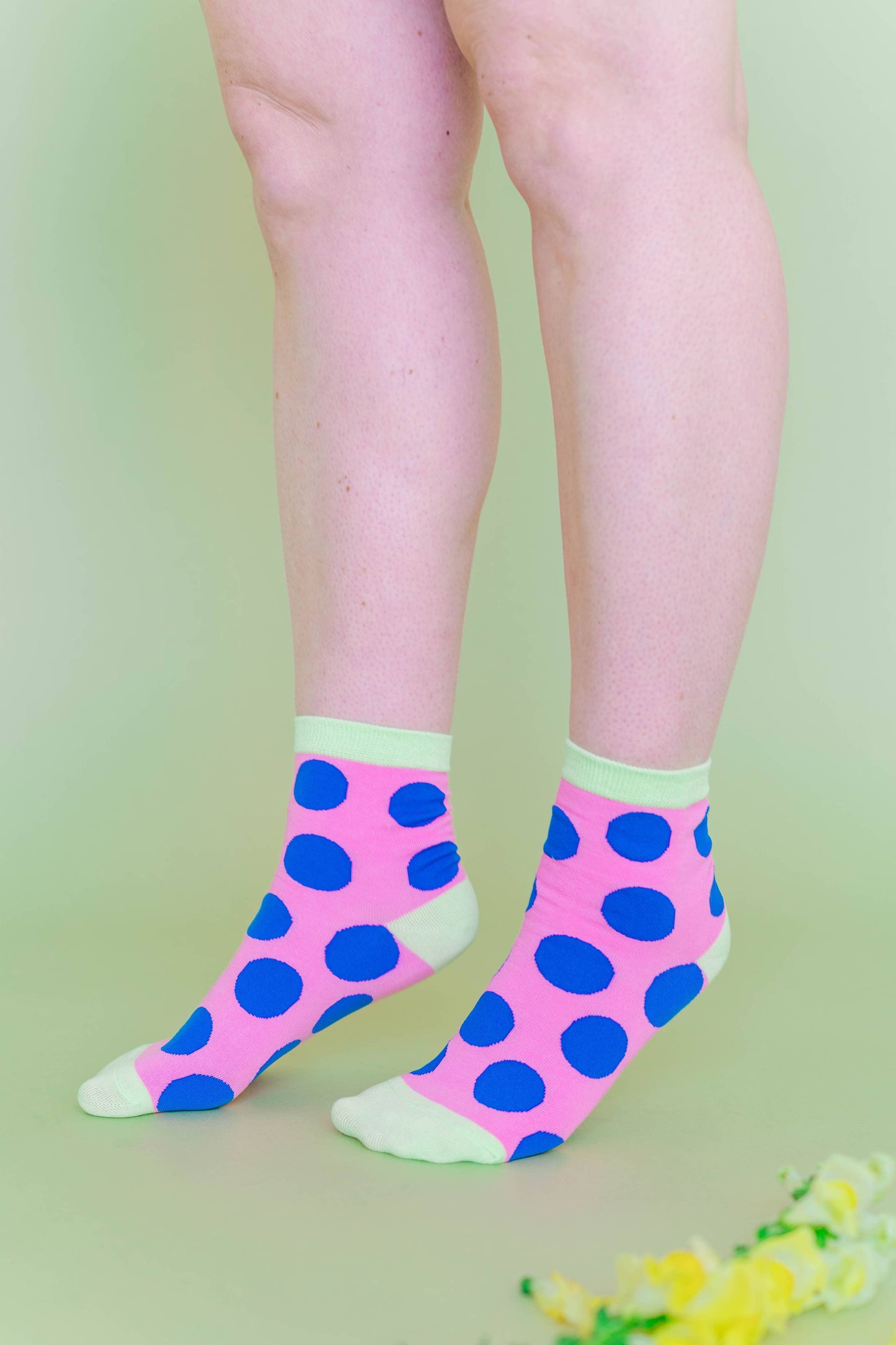 Nettle Studios - Women’s Cotton Ankle Socks - Taffy Polka Dots