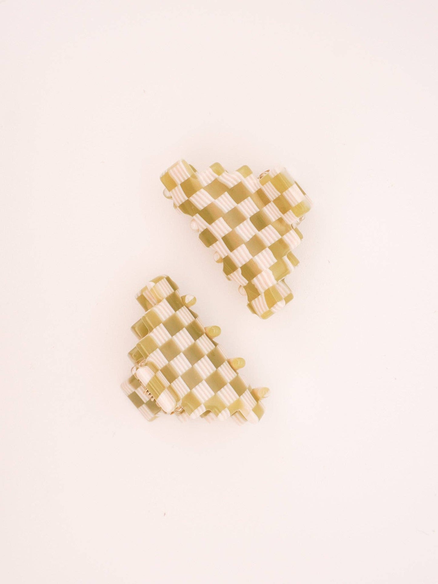 Paulina Otero - Small Pyramid Hair-Claw in Green Checkerboard