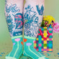 Nettle Studios - Women’s Cotton Ankle Socks - Pink Tulips