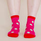 Nettle Studios - Women’s Cotton Ankle Socks - Hot Pink Red Polka Dot