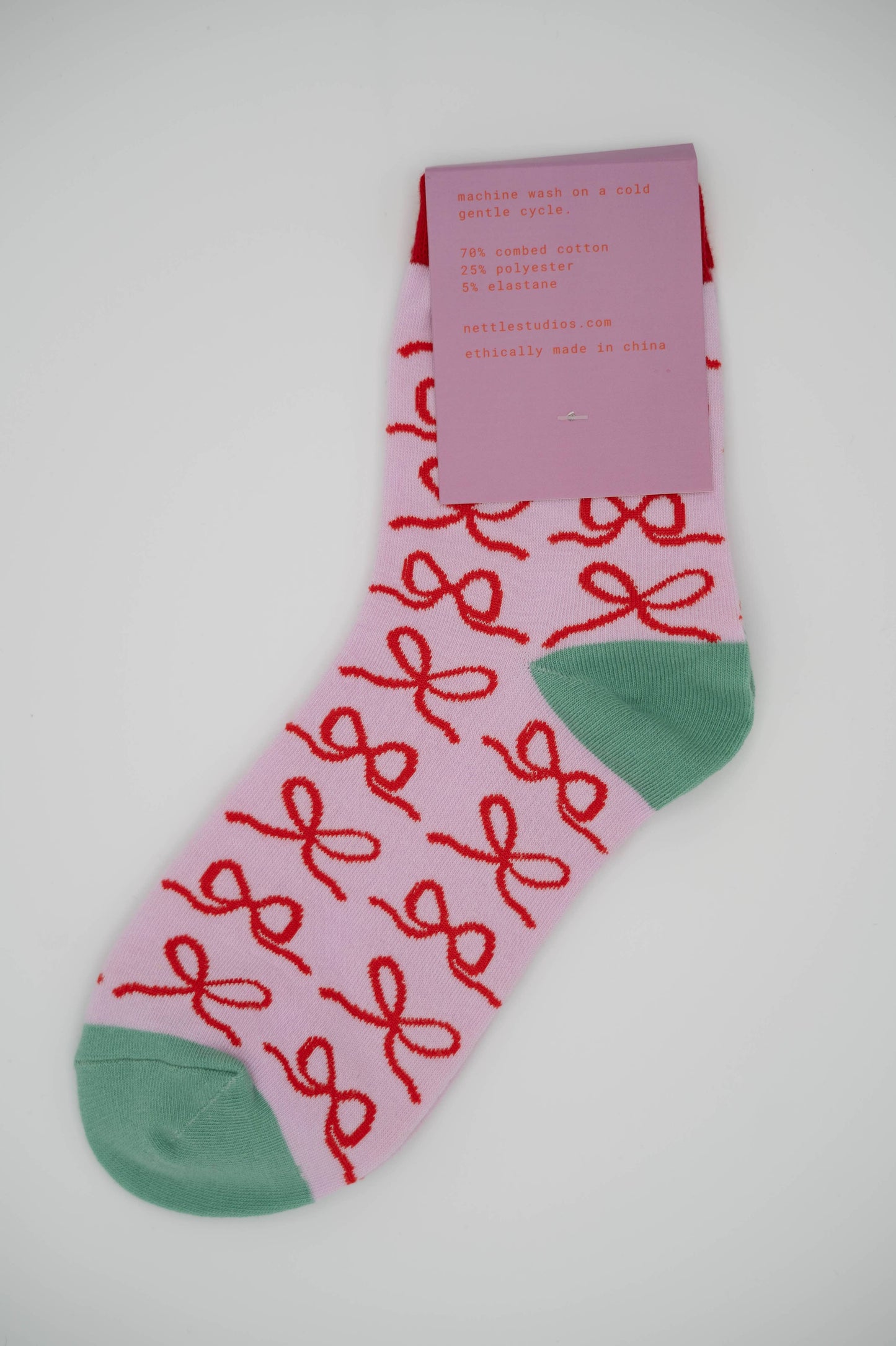 Nettle Studios - Women’s Cotton Ankle Socks - Lavender Bows