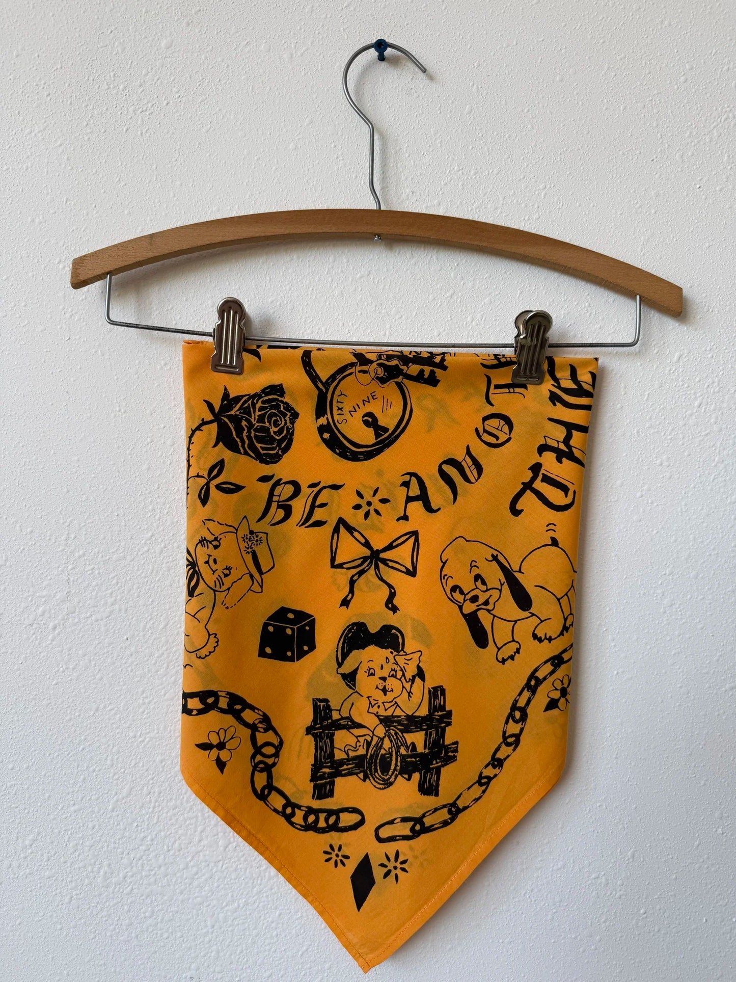 Hand Printed 69 tearz X Le Puzz Gold Bandana