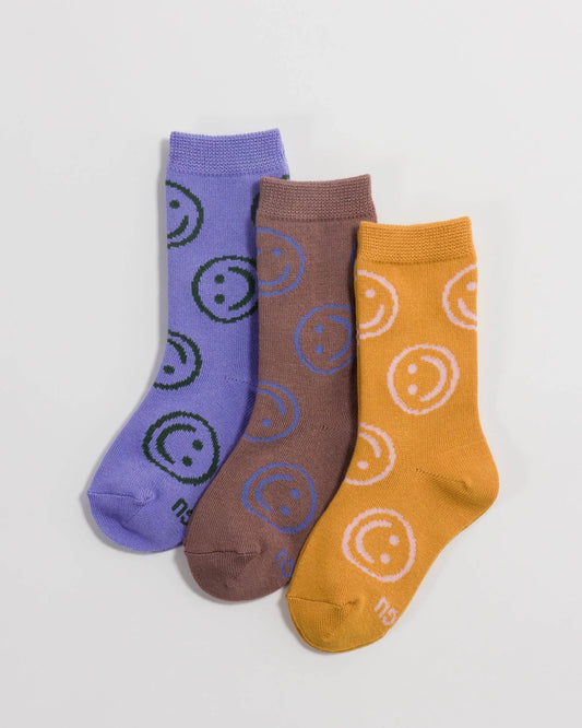 Baggu Kids Crew Sock Set of 3- Happy Mix Kids