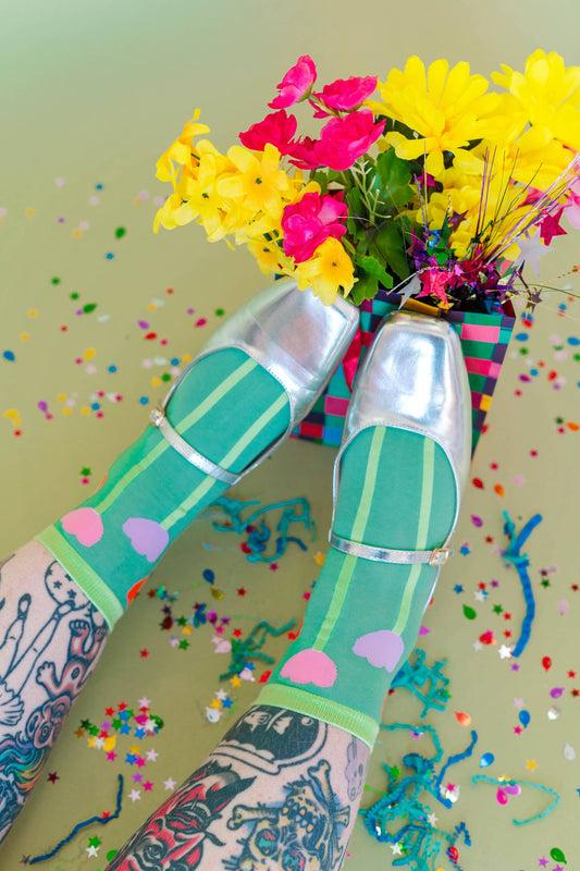 Nettle Studios - Women’s Cotton Ankle Socks - Pink Tulips