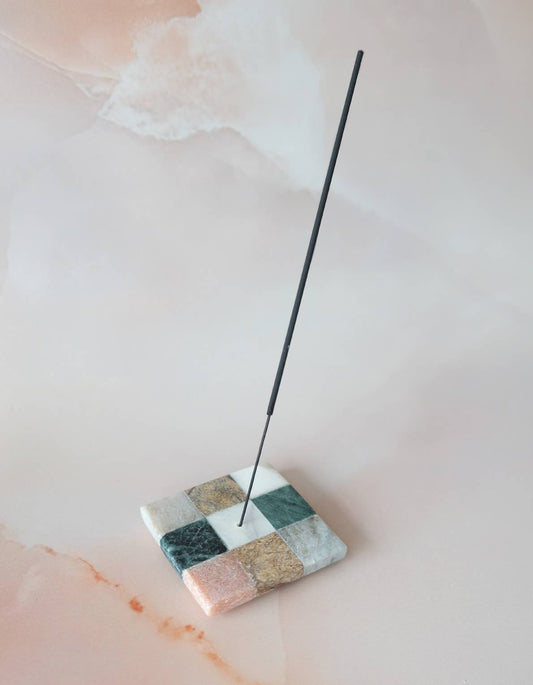 BOTANICA - Marble Checks Incense Holder: Rainbow Marble Check