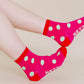 Nettle Studios - Women’s Cotton Ankle Socks - Hot Pink Red Polka Dot
