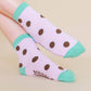 Nettle Studios - Women’s Cotton Ankle Socks - Purple Brown Polka Dot