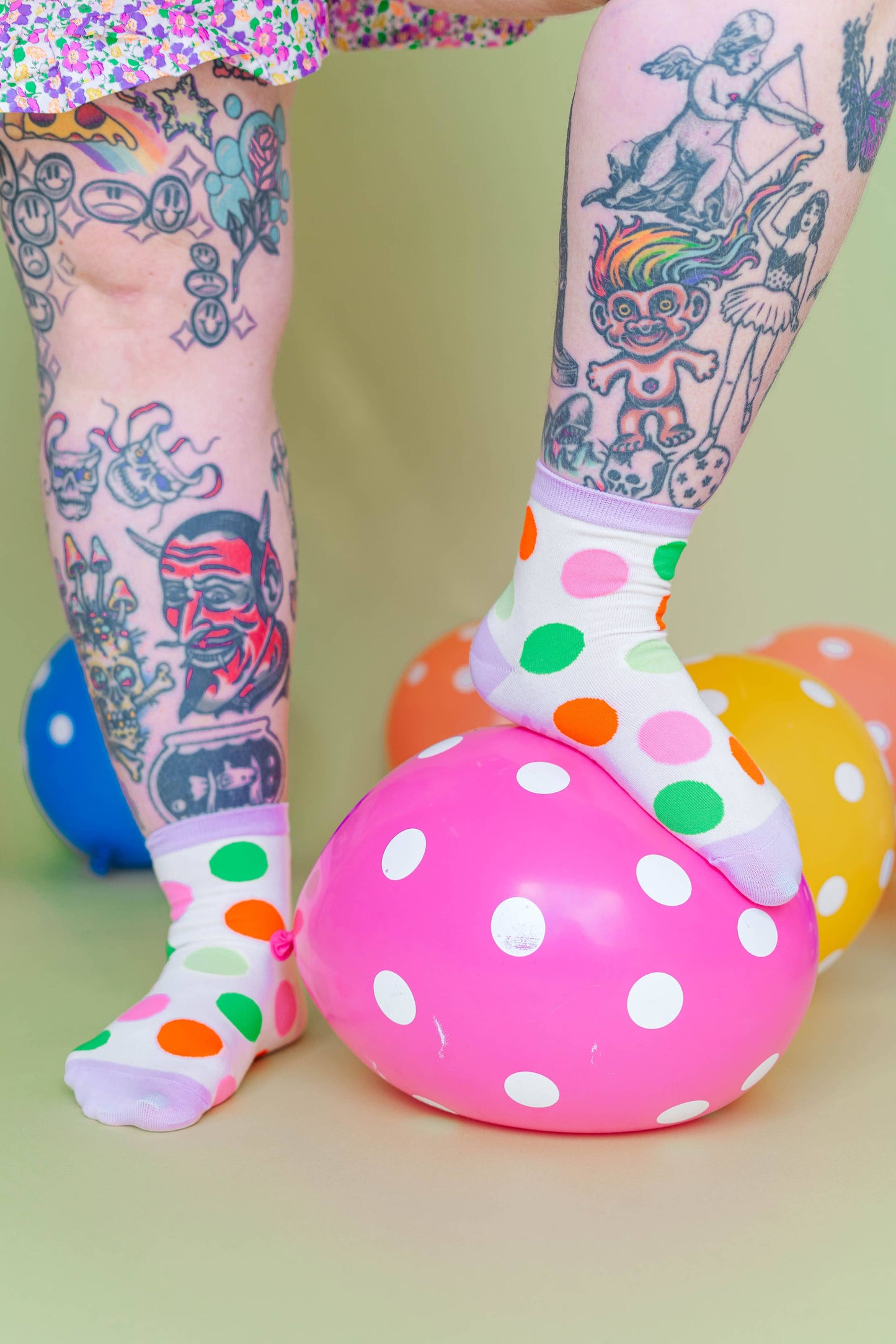 Nettle Studios - Women’s Cotton Ankle Socks - Gumdrop Polka Dots