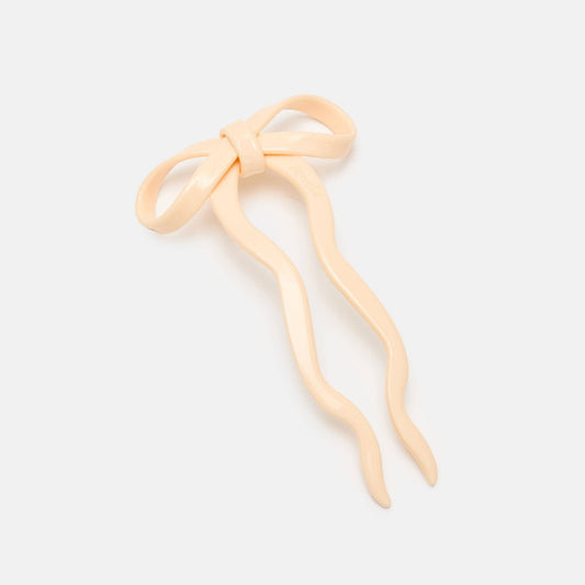 CHUNKS - Bow Hairpin in Large Cream