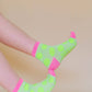 Nettle Studios - Women’s Cotton Ankle Socks - Neon Yellow Polka Dot