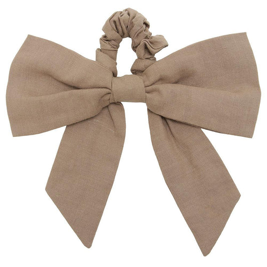 Linen Bow Chouchou Beige