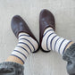 Le Bon Shoppe - Striped Boyfriend Socks: Pink White Stripe