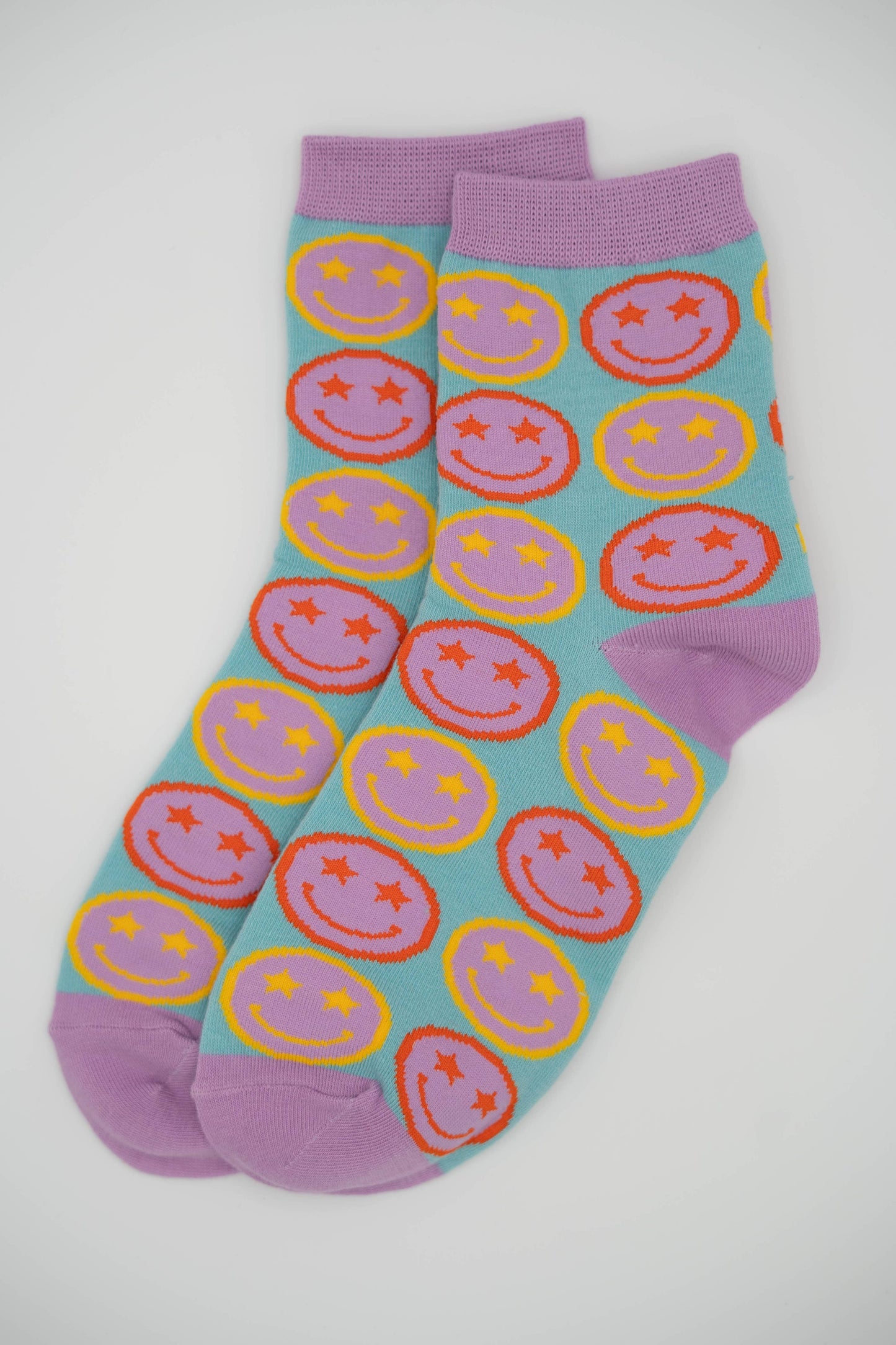 Nettle Studios - Women’s Cotton Ankle Socks - Star Eyed Smiley Face