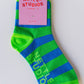 Nettle Studios - Women’s Cotton Ankle Socks - Green Blue Stripes