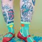 Nettle Studios - Women’s Cotton Ankle Socks - Primary Tulips