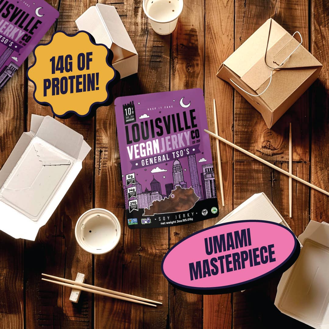 Louisville Vegan Jerky Co. - Vegan & Plant Based General Tso's Jerky 3 oz