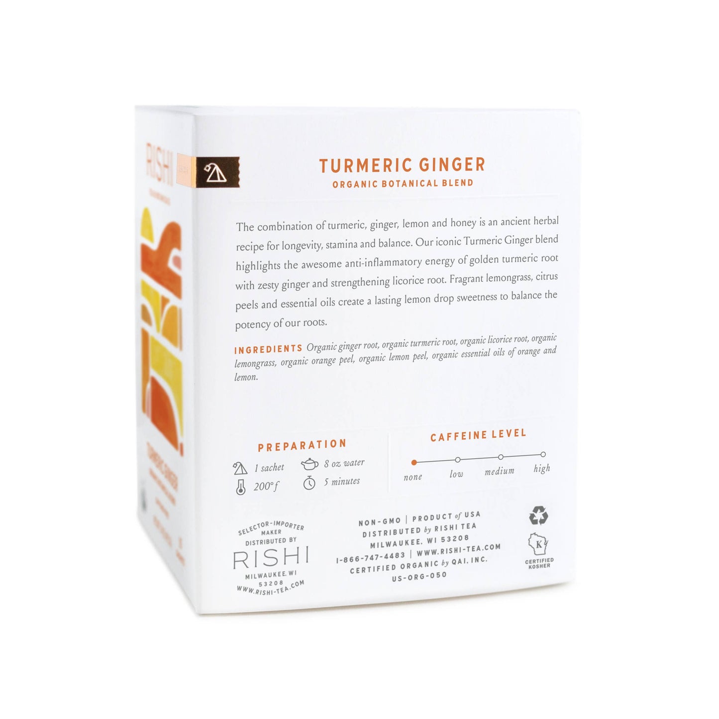 Rishi Tea & Botanicals - Turmeric Ginger Organic Herbal Tea Sachets